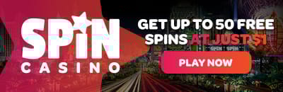 Deposit $1 get 40 free spins at Spin Casino